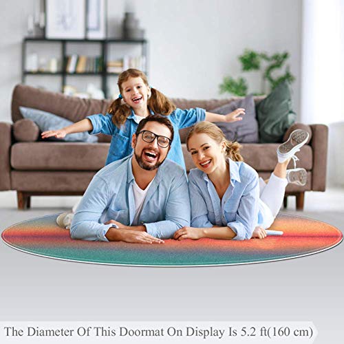 Tapis rond océan et coucher de soleil multicolore antidérapant en polyester de 160 cm - 5