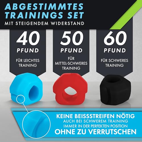 Kiefer Trainer Set 2.0 | Das Original - Kiefertraining mit dem Jawline Trainer & Jawline Toner; Doppelkinn Entferner; Gesichtstrainer; Neck Trainer & Anti-Falten