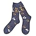 TeeHee Crazy Fun Cute Kitty Cat Paw Novelty Socks for Women 3-Pairs Cotton Crew (9-11, Cat and Foot Prints)