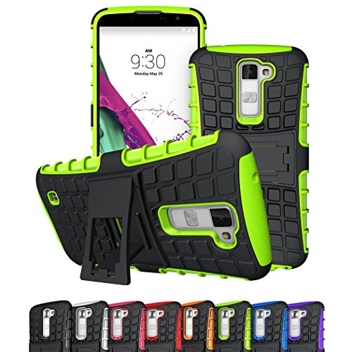 LG K10 Case, LG Premier LTE Case, Viodolge [Shockproof] Hybrid Tough Rugged Dual Layer Protective Case Cover with Kickstand for LG K10 / LG Premier LTE (Green)