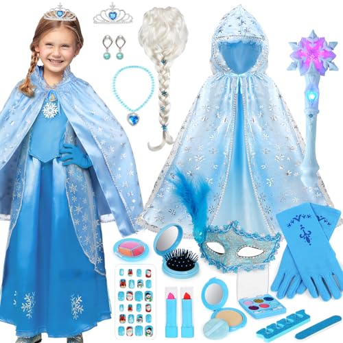 Ayrvocy Elsa Princess Dress Up Set with Frozen Toys for...