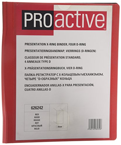 Proactive - Archivador de anillas (anillas 4-D, 25 mm) color rojo