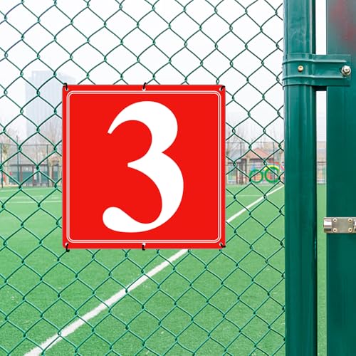 Image of Premium Aluminum Number Signs 3, Metal 12 inch X 12 inch Red Numbered Signs Outdoor for Parking Lots, Floor, Dock, Court, Aisle, Field, High Visibility, No Fade, Weather-resistant