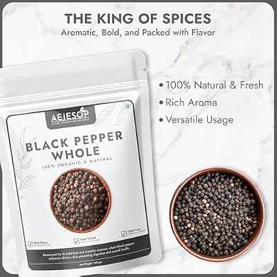 AEJESOP Black Pepper Whole, Kali Mirch, Indian Spices, 3.5 oz (100g)
