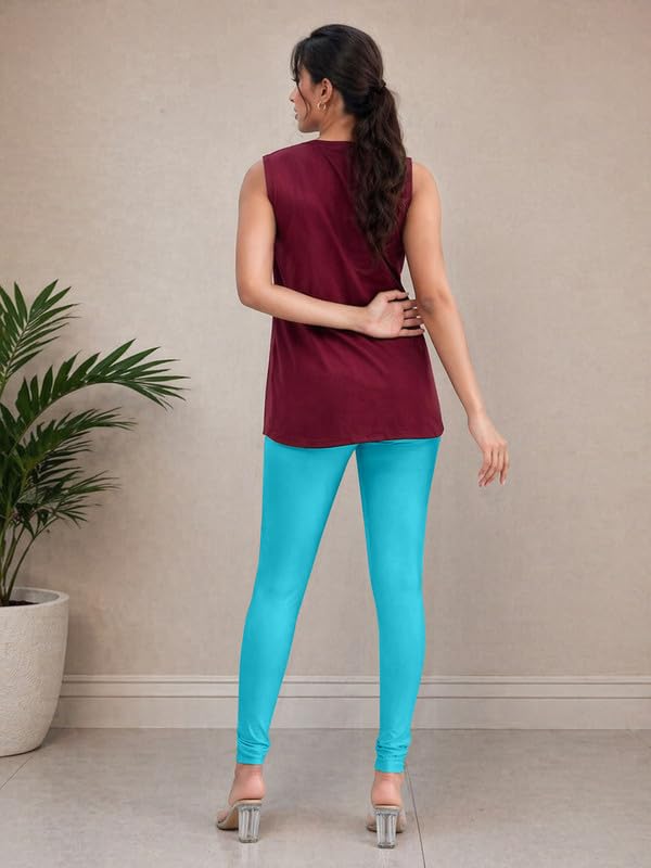 Image of TRENDMALLS Women's Microfiber Elastane Stretch Soft Churidar Length Leggings with Ultrasoft Waistband