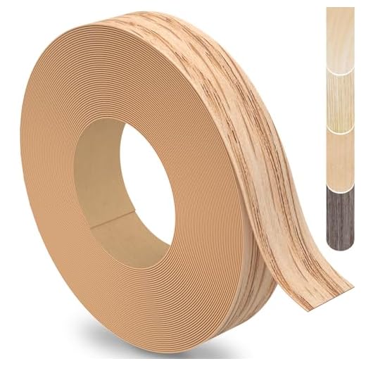 ZYJT Red Oak Edge Banding, 3/4 inch x 50ft roll of Real Wood Edge Banding Pre-glued Flexible, Veneer Tape Banding for Cabinet Repair Furniture Restoration