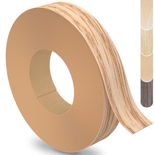 Image of Red Oak Edge Banding, 7 /8 inch x 250ft roll of Veneer Wood Edge Banding, Preglued Wood Tape Banding for Cabinet Repair Furniture
