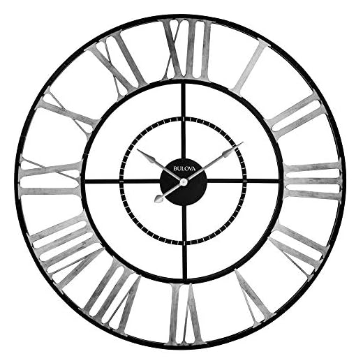 Bulova C4877 Zeeland Oversized Wall Clock, Black/Silver