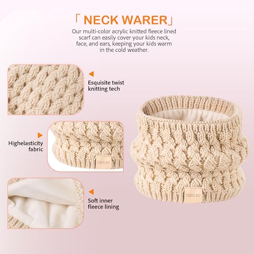 Kids Winter Hat Scarf Gloves Set Children's Warm Knit Fleece Lined Pompom Hat for Kids Ages 3-9, Perfect for Boys and Girls4