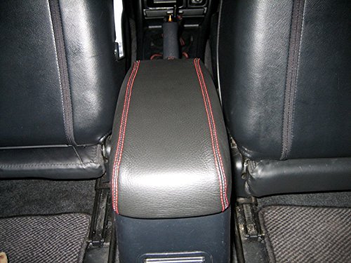 RedlineGoods armrest Cover Compatible with Honda Civic 1996-00. Tailor Made - not Universal. Genuine top-Grade Italian Black Suede (Alcantara) with Red Thread