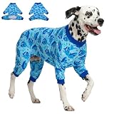 LovinPet Large Dog Clothes Pitbull, Pjs for Large Dogs, Lightweight Onesie, Sea Shark Action Print, Dog Clothing, UV Protection, Easy Wearing Adorable Dog Jumpsuit, L