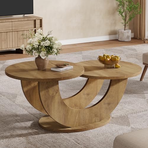 Tribesigns 46-inch Round Coffee Table, Modern Living Room Coffee ...