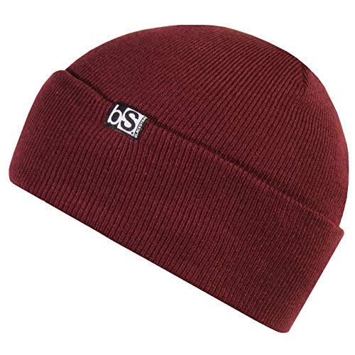 BLACKSTRAP Essential Beanie with Flip Tag Multi-Season Headwear for Men and Women (Maroon, One Size)