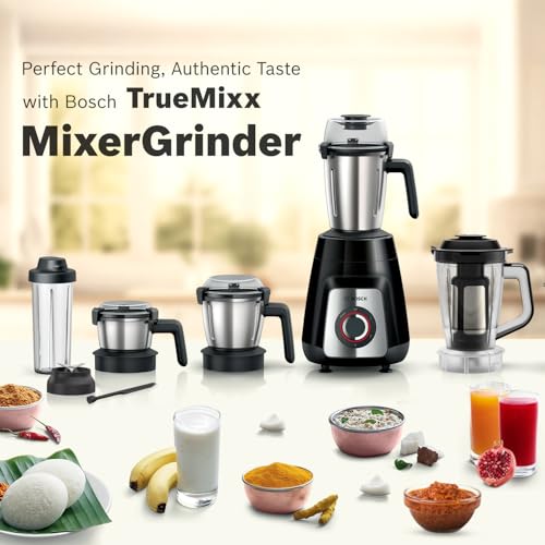 Image of Bosch TrueMixx Pro 1100W Mixer Grinder | German Engineering for Precision Grinding | 5 Jars including Blend & Carry Jar | Hands-Free Operation with Lid Locks | 5 Year Motor Warranty 【MG8915A1KI】