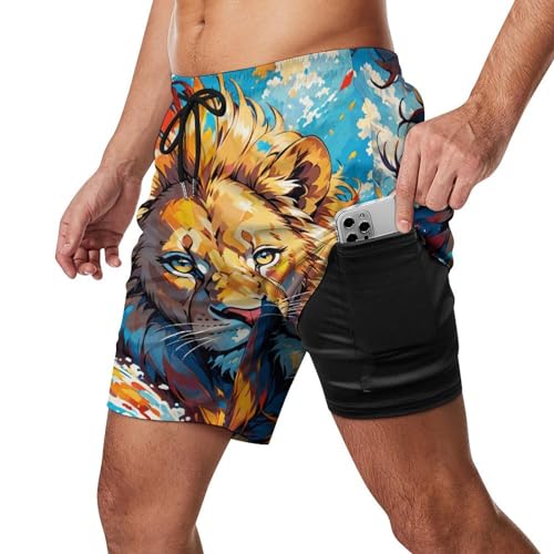 Colorful-eagle Mens Swimming Trunks Board Shorts Beach Shorts with Pockets Bathing Suits2