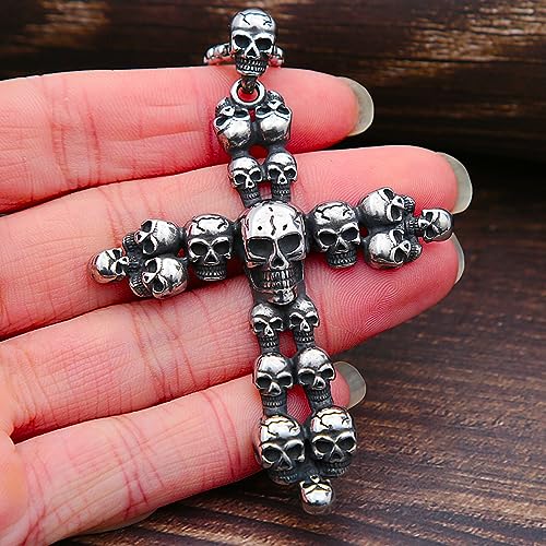 Collier homme style gothique punk pendentif tête de mort - 2