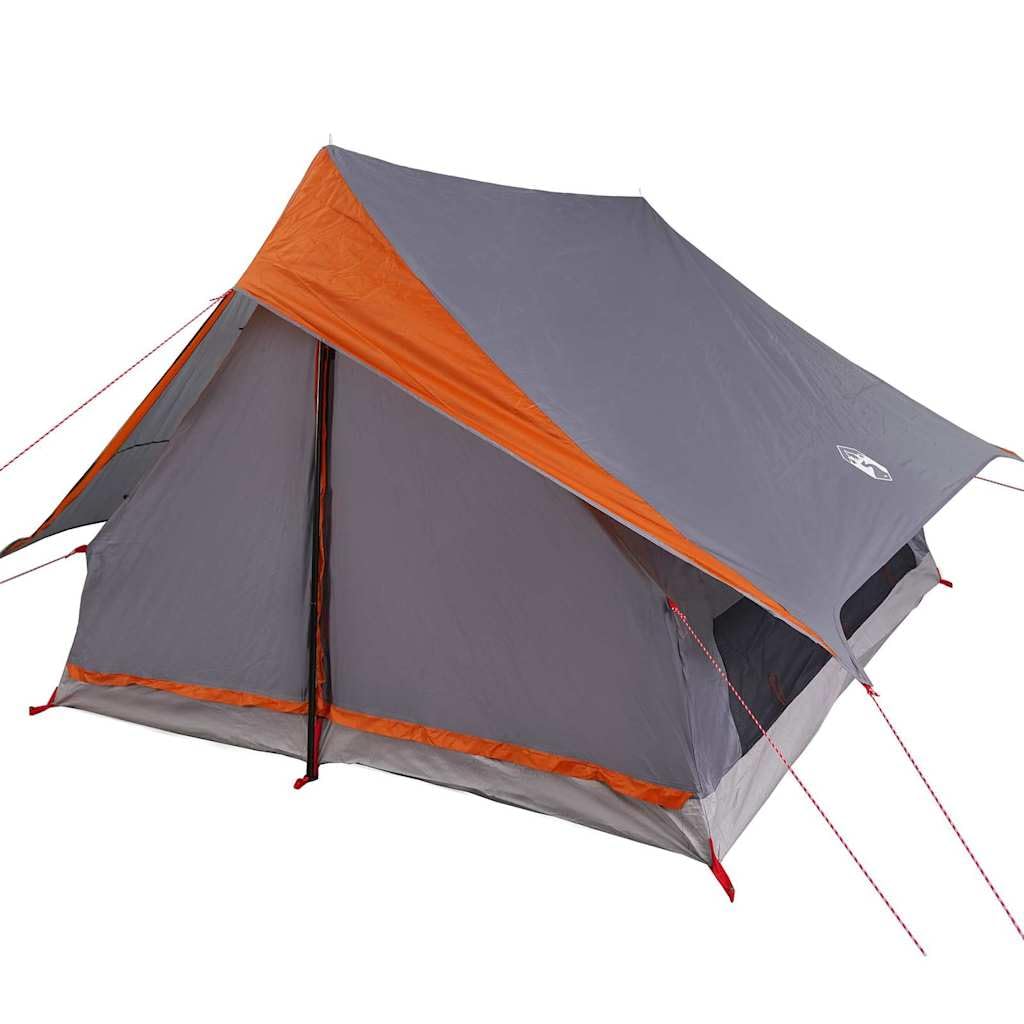 Tente familiale grand volume avec toit imperméable gris et orange 4100681