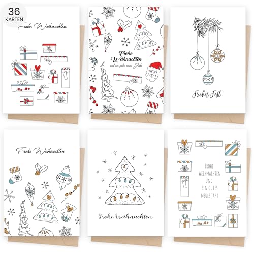 AmzLinkal WHK-D6 - Tarjetas de Navidad (36 unidades, con sobre)