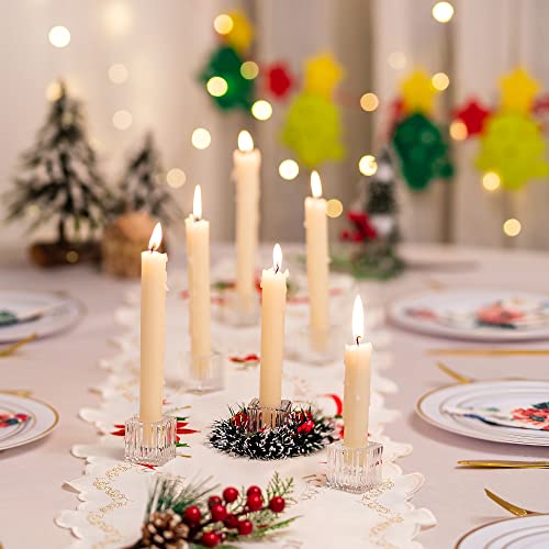 Glasseam Glass Taper Candle Holder: 6Pcs Clear Small Short Candlestick Holders For 7/8'' Standard Tapered Sticks For Home Christmas Table Décor Wedding Reception Anniversary Advent Centerpieces #TOP1