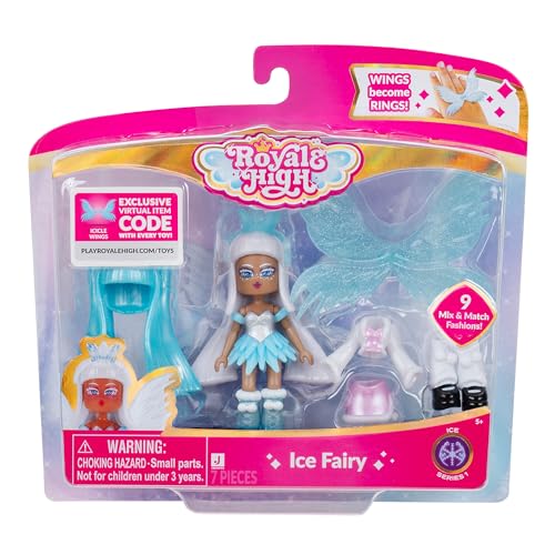 Royale High 3” Ice Fairy Fashion Doll - 1 Figure with 9 Fashion Accessories - Virtual Item Code Included - Series 1 - Ages 5+