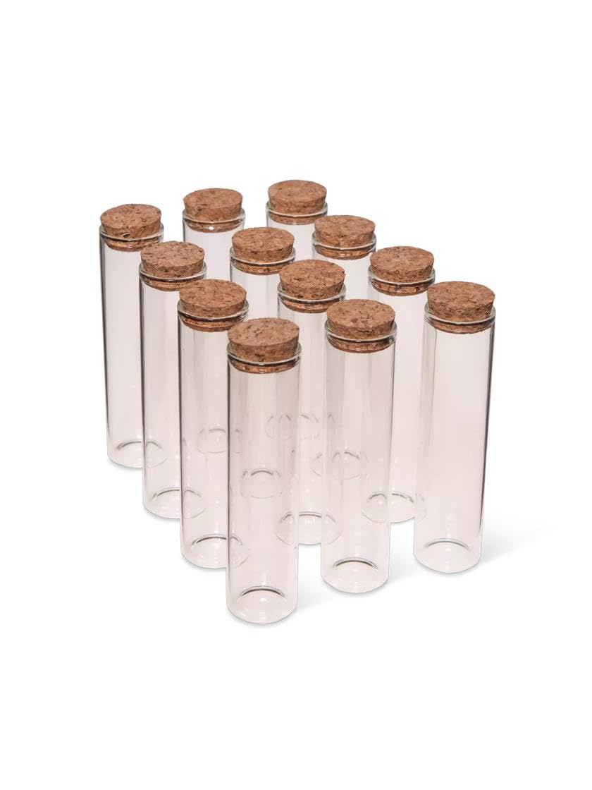 Gardener's Supply Company Seed Saver Large Glass Vials, Set of 12 | Perfect for Keeping Seeds Safely Stored & Organized & Moisture Free | 1" Diameter x 5" High