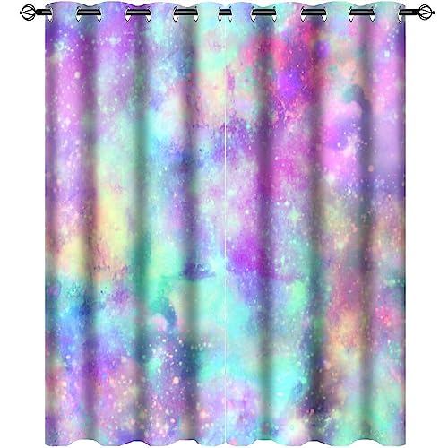 Rustic Vintage Tie Dye Curtains for Bedroom - Rainbow Colorful