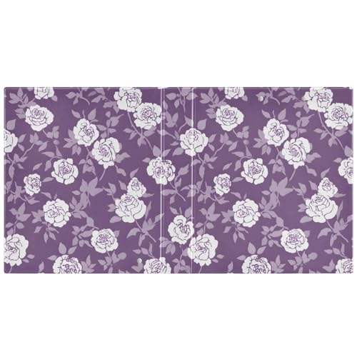 Image of Flower Leaves Purple 3 Ring Binder with 2 Interior Pockets 1.5 inch Binders 3 Ring Heavy Duty Fit 8.5 inch x 11 inch Letter Size for Office School, 2 Pack