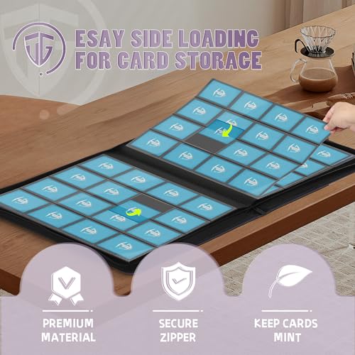 Image of 16 Pockets Trading Card Zipper Binder for 1000+ Cards| Secure Side Loading Pockets | Trading Card Album Folder | Compatible with YuGiOh, MTG,Sports Cards (Purple 16)