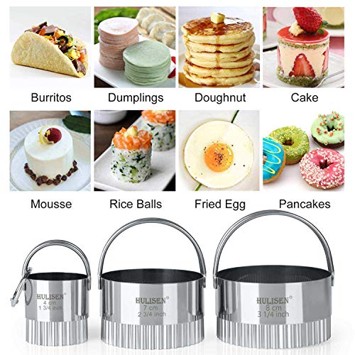 Hulisen Biscuit Cutter Set (3 Pieces/Set), Round Cookies Cutter With Handle, Professional Baking Dough Tools (Wave) #TOP2