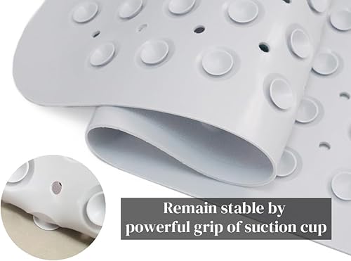 Miniatura 10 de CyanWind Tapete antideslizante para bañera con ventosa y orificios de drenaje, tapete de baño para bañera, tapete de baño para bañera (30.7 x 18.9