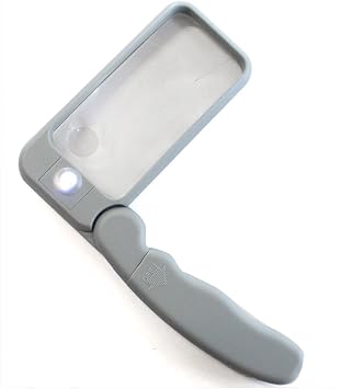 2X / 4X Folding LED Illuminated Magnifier | Ergonomic & Compact | 3-7/8 x 1-7/8 Square Lens | Perfect for Reading & Detail Work