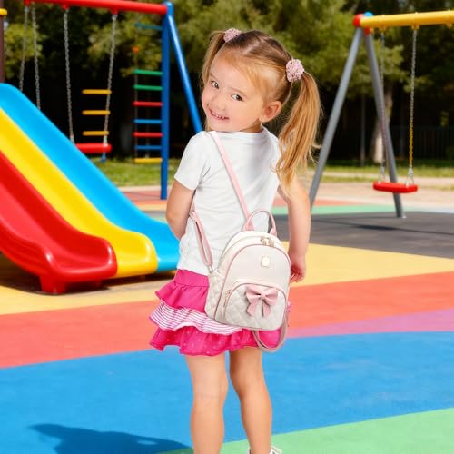 Image of I IHAYNER Mini Backpcak for Women Small Bowknot Quilted Leather Backpack Purse for Girls Personalized Trendy Stuff Gifts Light Pink