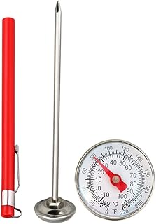 Food thermometer, Kitchen Food-Cooking Meat Coffee Thermometer Stainless Steel Dial Tools, 1 Pieces Immediate Read Pocket Thermometer for Milk Coffee Tea Cold Drinks Silver