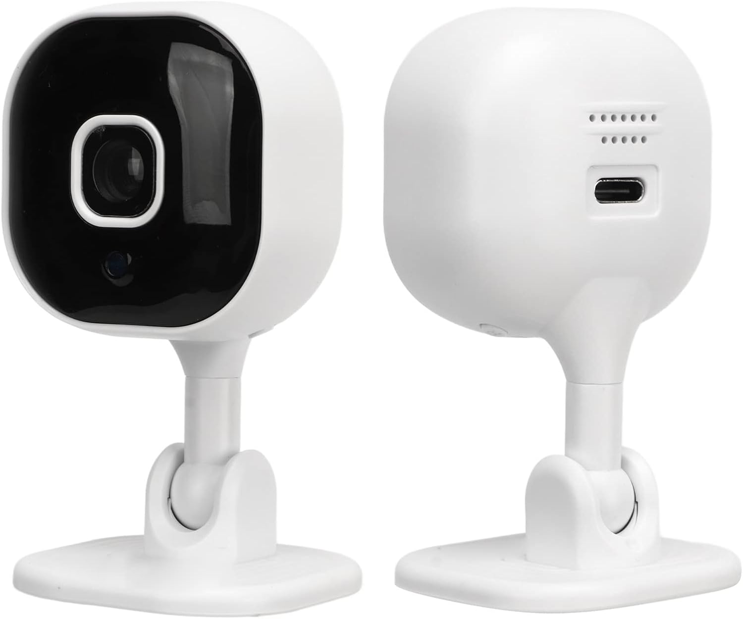 Front and back view of the Diydeg Smart Security Camera showing lens, microphone, and Type-C charging port