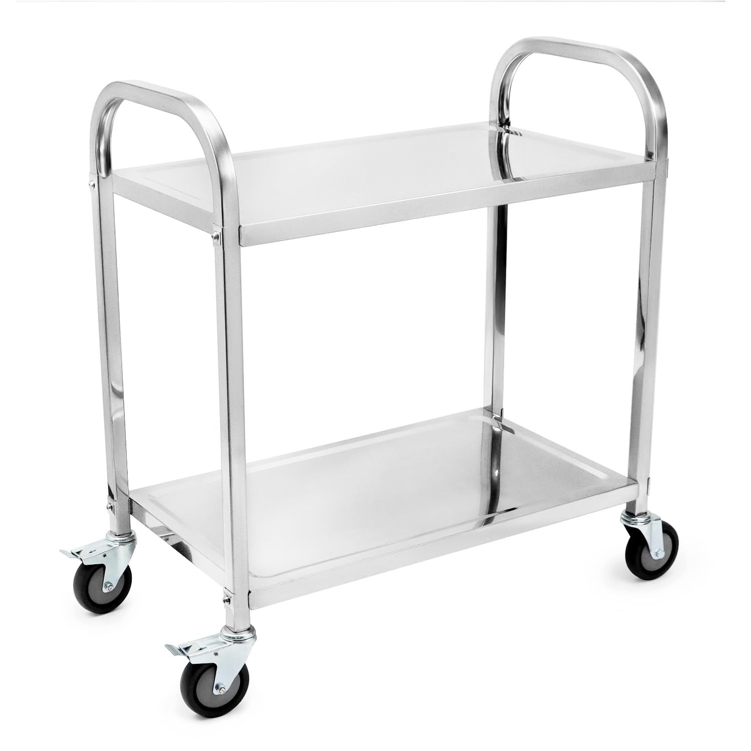 QWORK® Carro de Cocina de 2 Niveles - 75 x 40 x 83,5 cm - Acero Inoxidable 201- Ruedas silenciosas con Frenos