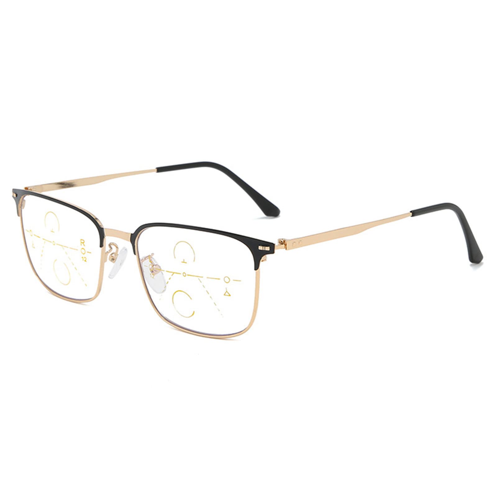 Nuevas Gafas de Lectura de Doble propósito lejos y Cerca de aleación de Titanio Marco de Gran tamaño Lente multifocal progresiva Lector de Edad Avanzada, Negro-+3.00