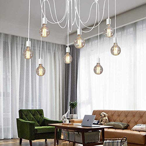 Lustre araignée blanc 8 bras E27 YangRy style Edison pour plafond rétro - 6