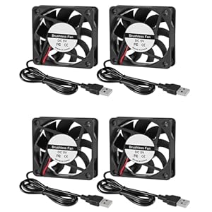4 Stück 80 mm USB Lüfter 3,14 Zoll Bürstenlose Kühlung DC 5 V 80 mm x 15 mm Kühlergeschwindigkeit 4200 U/min für 3D-Druckerkühlung Elektronik Luftreiniger DIY-Projekte