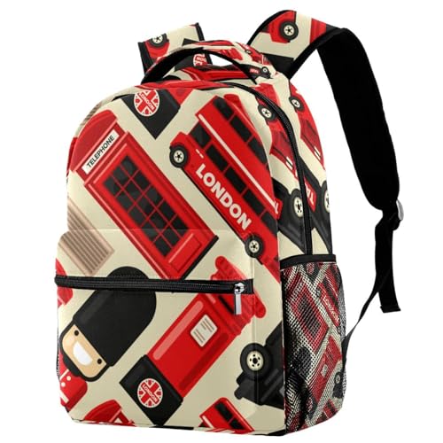 Sac à dos d'école bus rouge londonien multicolore pour voyage décontracté 40cm