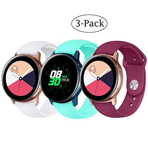 Fit Samsung Galaxy Watch (42mm)/ Galaxy Watch Active (40mm) Bands, 3Pack 20mm Quick Release Stylish Sport Silicone Bands Straps Wristbands Bracelet Watch Band for 42mm Galaxy Watch (White Green Red)