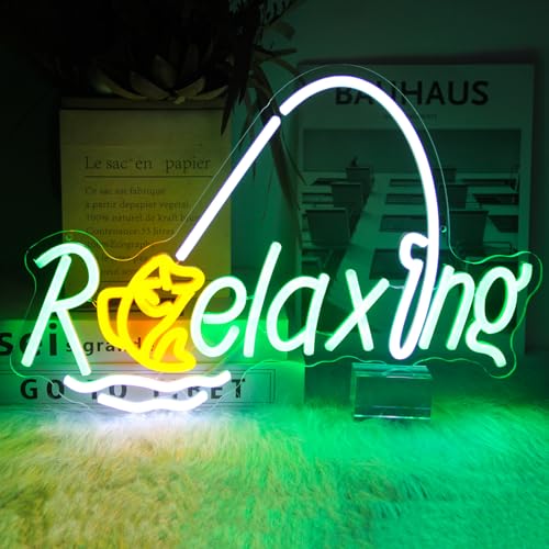 Image of Relaxing Neon Sign Fishing LED Sign Fish Neon Light for Wall Man Cave Decor