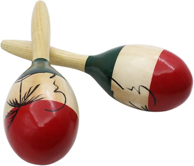 Sasuori Pair of Wooden Maracas Rumba Shakers Rattles Sand Hammer Percussion Instrument Musical for Party Games