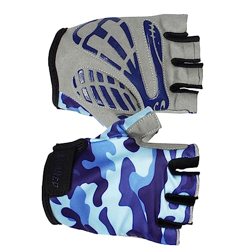 Mitaines de cyclisme bleu camouflage taille S pour enfant LIFKOME
