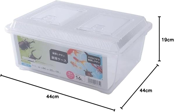 カインズ(CAINZ) 観察しやすい飼育ケース 特大フラット 16L 幅44cm 奥行35cm 高さ19cm Pet’sOne ペッツワン ワイドな窓 飼育容器 昆虫 水槽 虫かご - 3