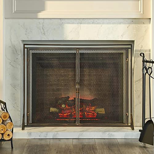 Écran de cheminée pour feux à gaz et brûleur avec portes intégrées - 4