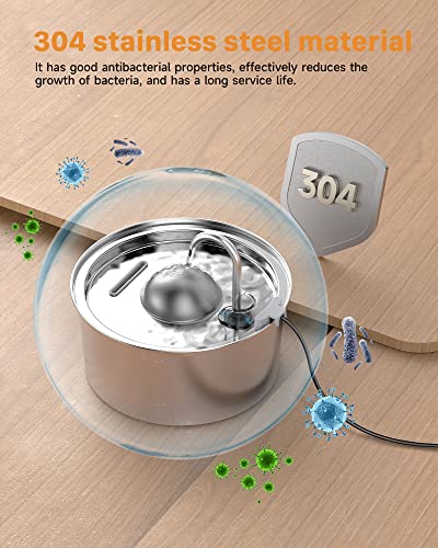 Cat Water Fountain Stainless Steel, Qiuoio 108Oz/3.2L Pet Cat Fountain, Dog Water Dispenser, Super Silen, Multi-Filtration. Dishwasher Safe, Yunyizhou Store Sales, Beware Of Counterfeit Goods #TOP4