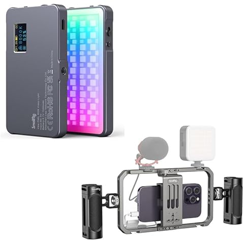 Bundle: P96L RGB Video Light by SmallRig 3489B+ SmallRig Universal Phone Cage 4121 Cover