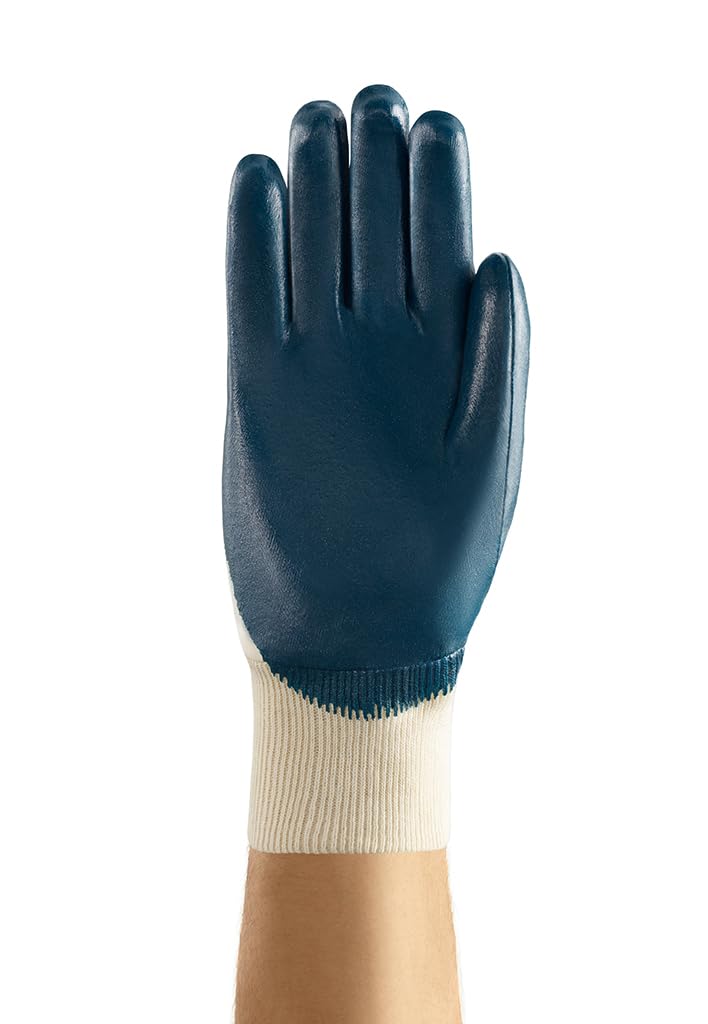 Ansell ActivArmr 47-400 Guantes de Trabajo, Extra-Resistente para Trabajos Pesadas, Resistencia a Cortes y Aceite, Revestimiento de Nitrilo sin Silicona, Talla L (12 Pares)