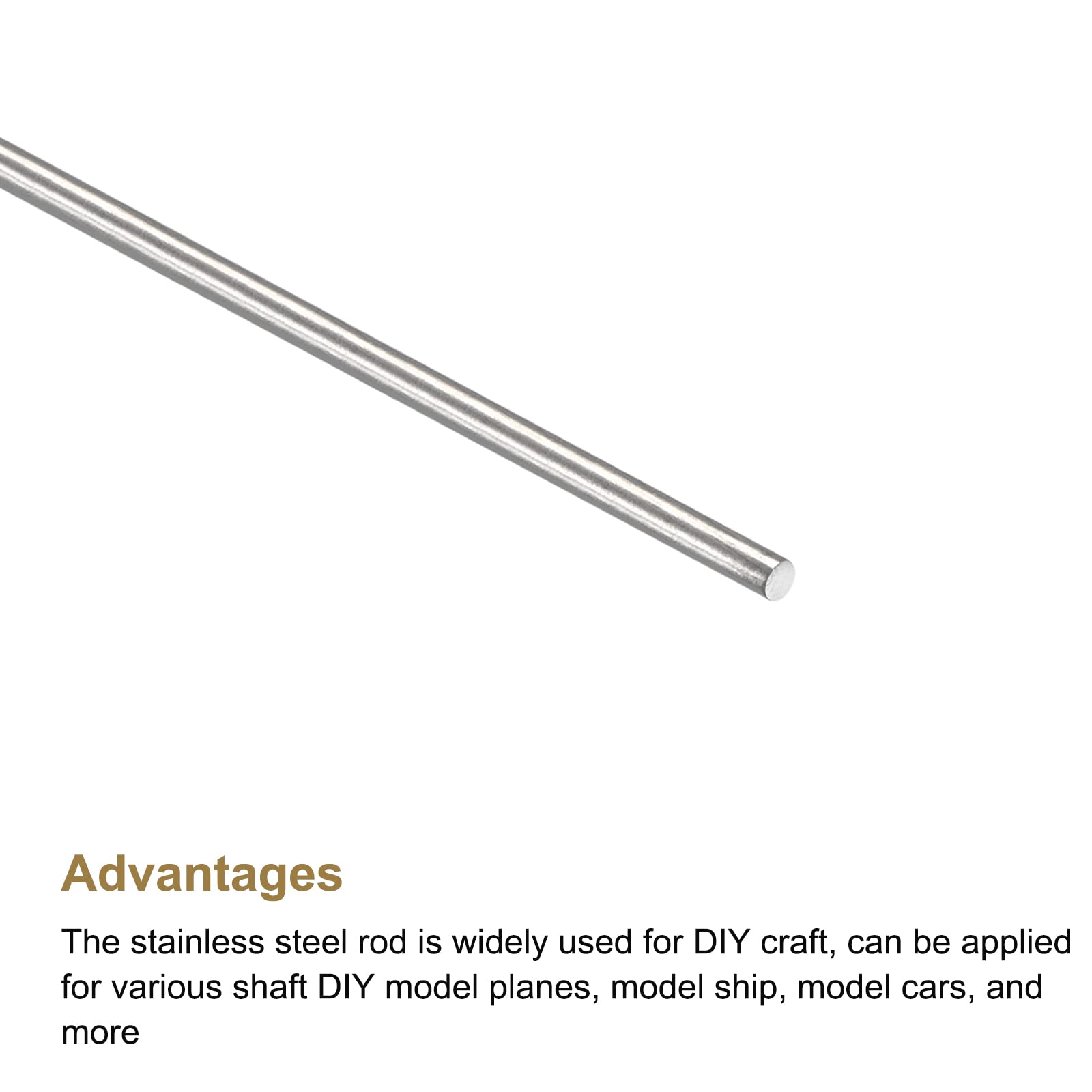 sourcing map 6 barre rotonde in acciaio inox 304, 1 mm x 300