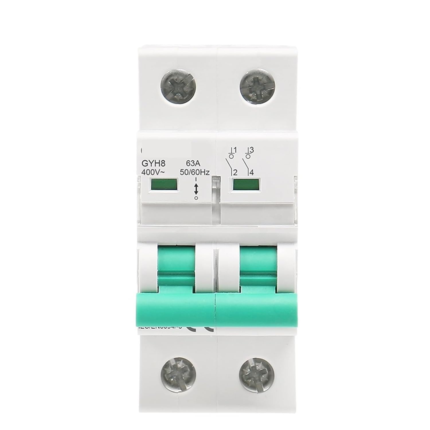 Interrupteur principal GYH8 bipolaire pour rail DIN 400VAC disjoncteur sectionneur
